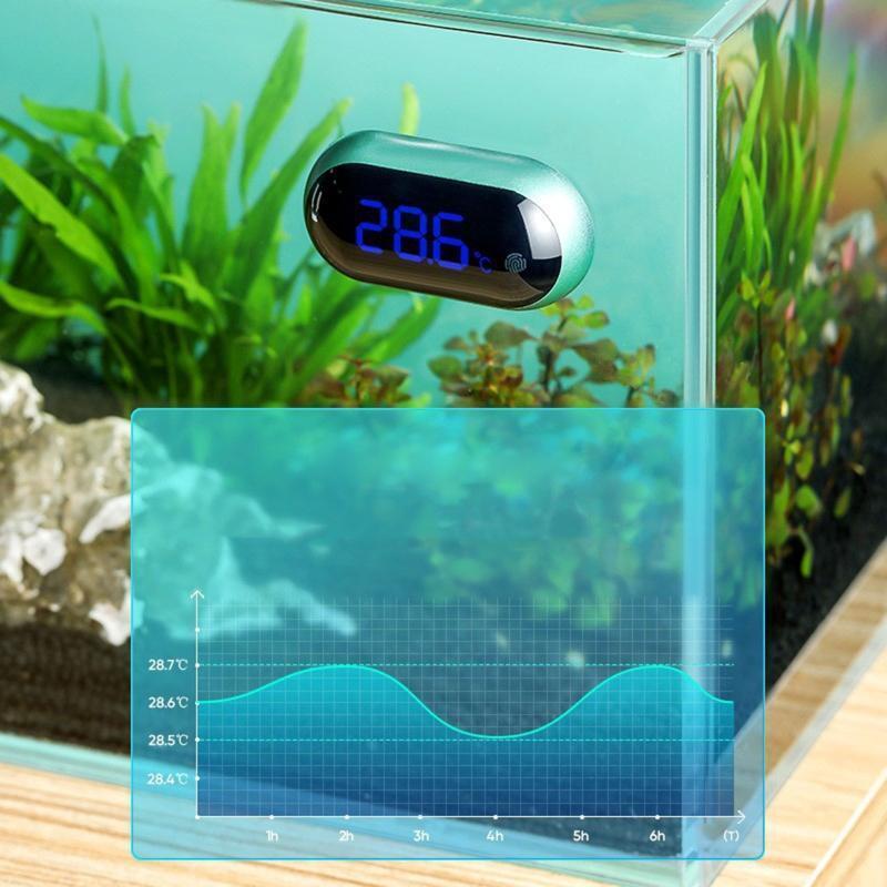Aquarium Thermometer Digital Large LED Touch Screen Adhere Out of the Fish Tank