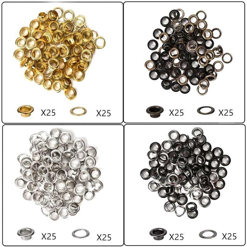 100 Sets Punch Eyelets Set 4 Colours 8 mm Grommet Tool Kit Copper with Box
