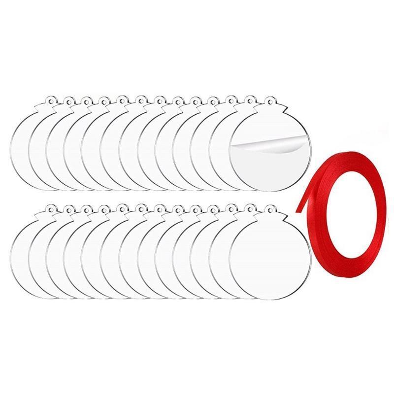 30PCS Acrylic Clear Christmas Baubles Round Garland Christmas Decoration Outdoor