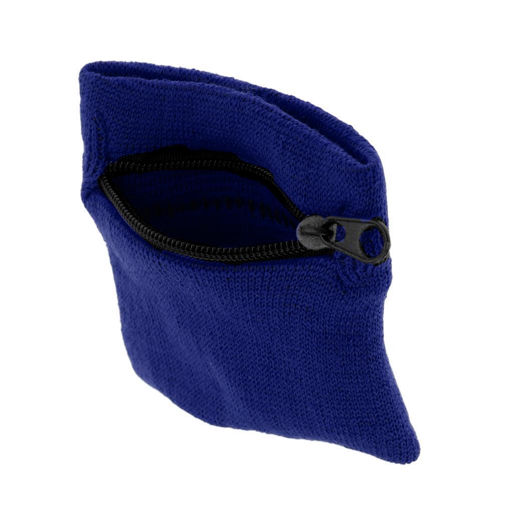 2Pieces Outdoor Sports Fitness Soft Wristband Sweatband Wallet Zipper Pocket