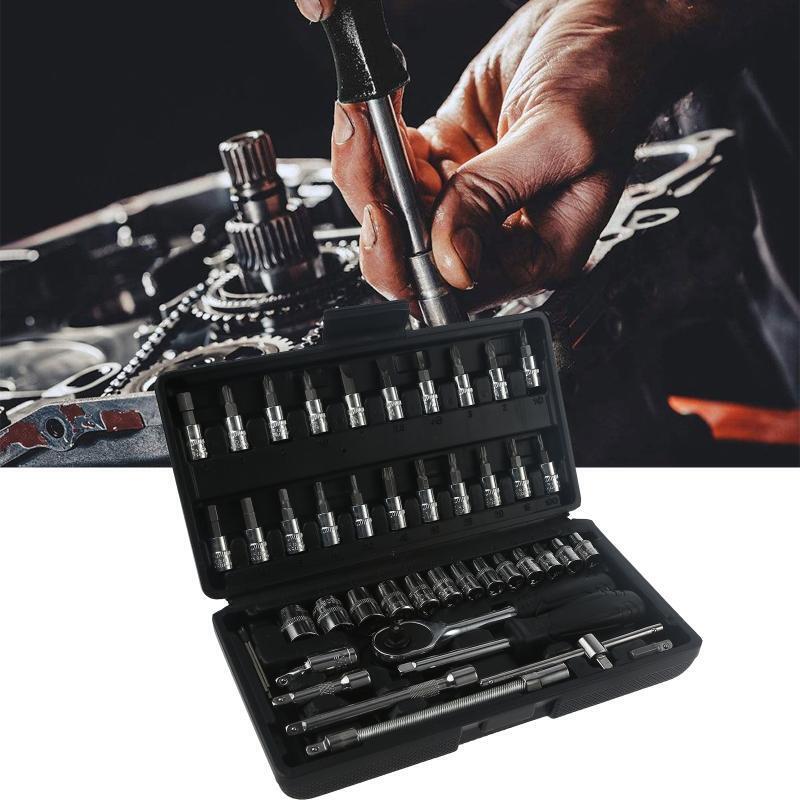 Socket Ratchet Wrench Set 1/4-inch Screwdriver Drive Socket & Bit Set Antirust