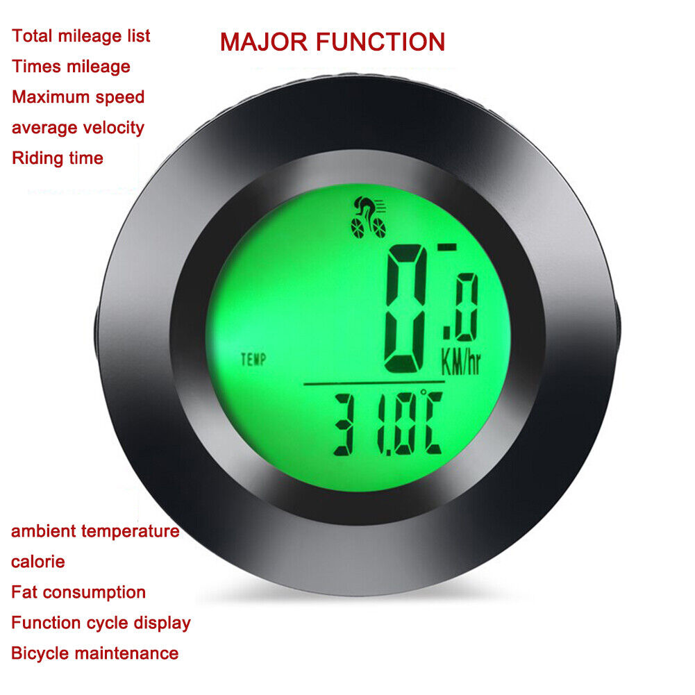 Bike Speedometer w/ Switchable Backlight Waterproof Road Bicycle Computer