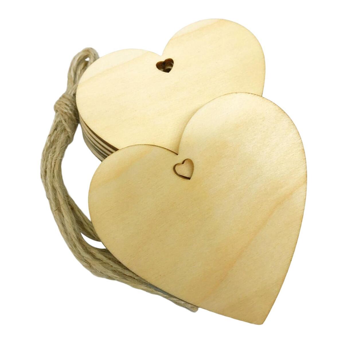 10 Pieces Unfinished Wooden Heart Slices Christmas Discs Wedding