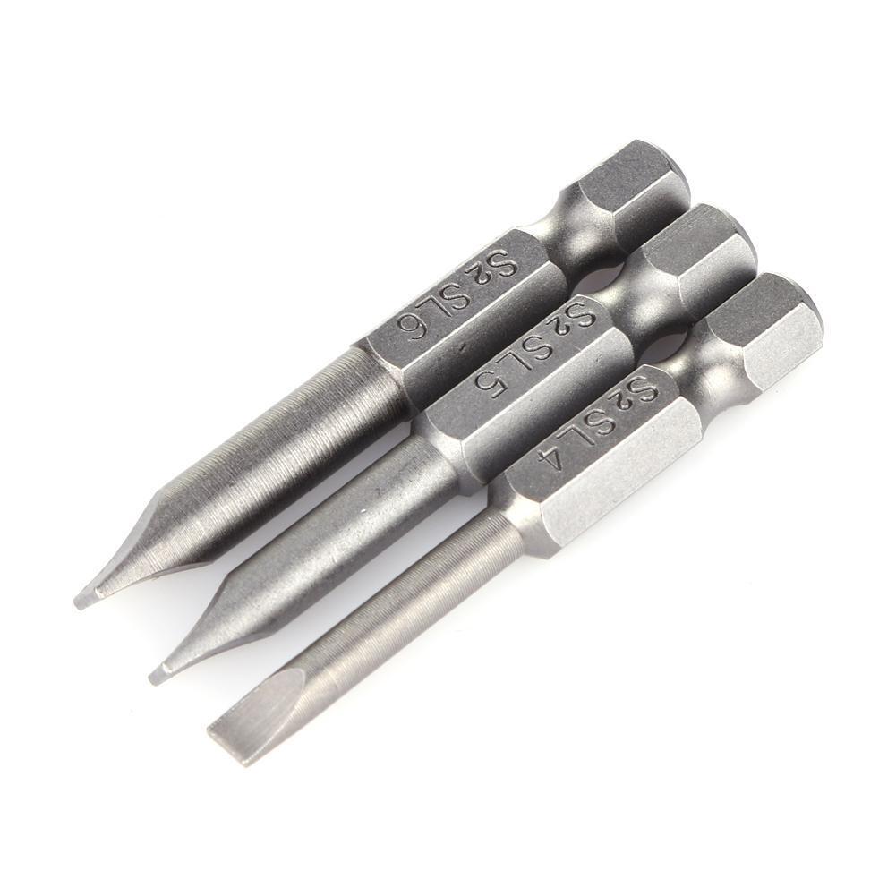6pcs 50mm 2.0-6.0mm Flat Head Slotted Tip Screwdrivers Bits