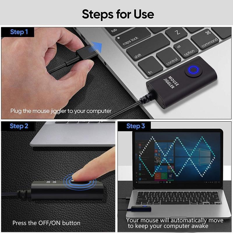 USB Mouse Jiggler Mouse Mover Random Movement,On/Off Switch Keeps Computer Awake