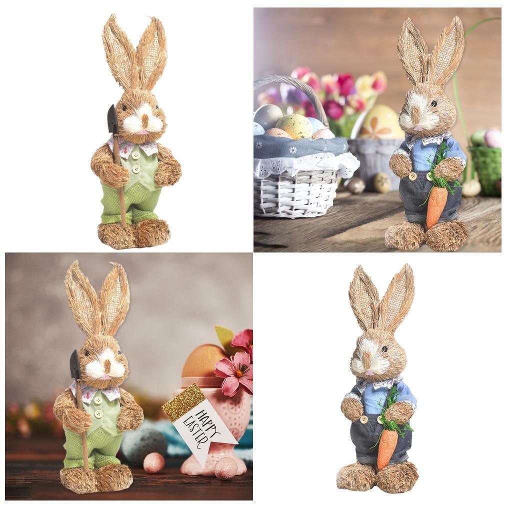 2x Lovely Spring Straw Easter  Statue  Desktop Wedding Decor