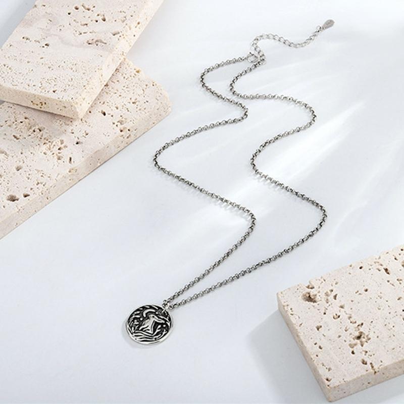 Rabbit Moon Medal Pendant Necklace Round Cute Animal Bunny Jewelry ChainNecklace