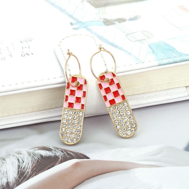 Geometric Oil Drop Lattice Earrings Korean Temperament All-match Pill Earrings