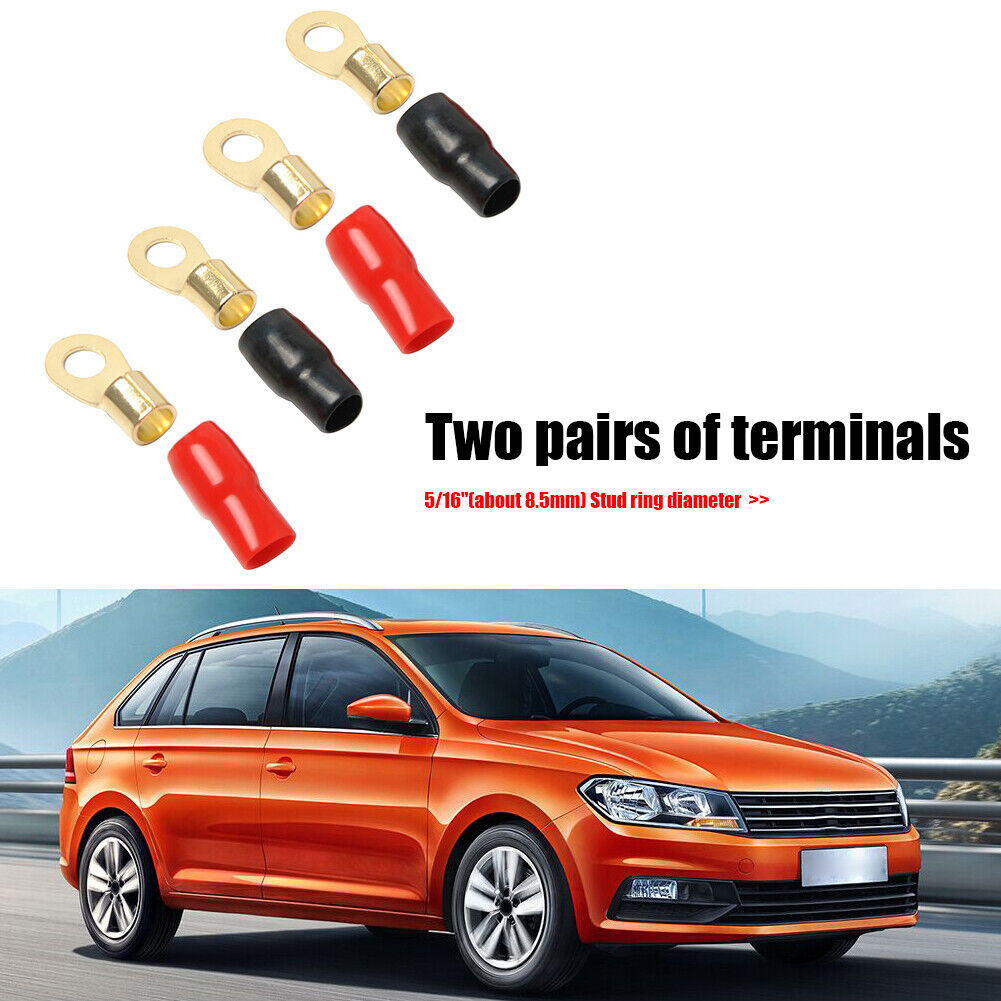 2 Pairs Car 4GA Speaker Electrical Wire Connectors Set Spade Crimp Terminal