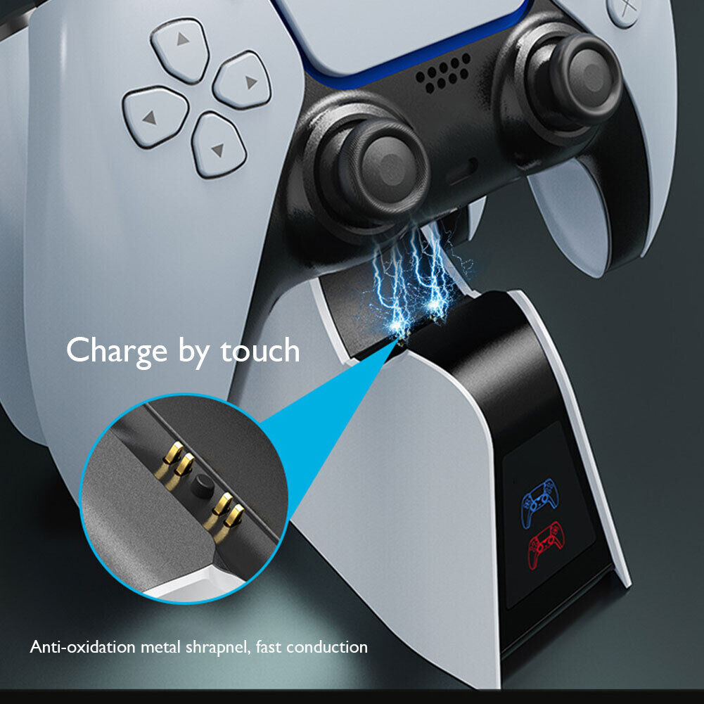 For DualSense Charger 2-Pin Contact Dual Controller Fast Charging Station