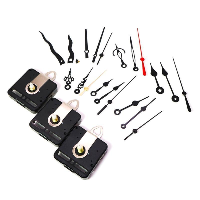 3 Pieces DIY Silent Long Shaft Quartz Clock Movement Mechanism Kit with 6 Pairs