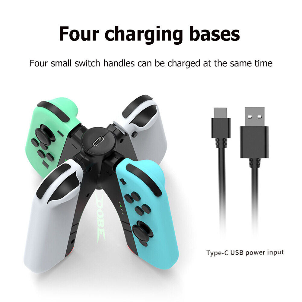 4 Controller Charger for Nintendo Switch NS/Switch OLED Joycon Grip Station