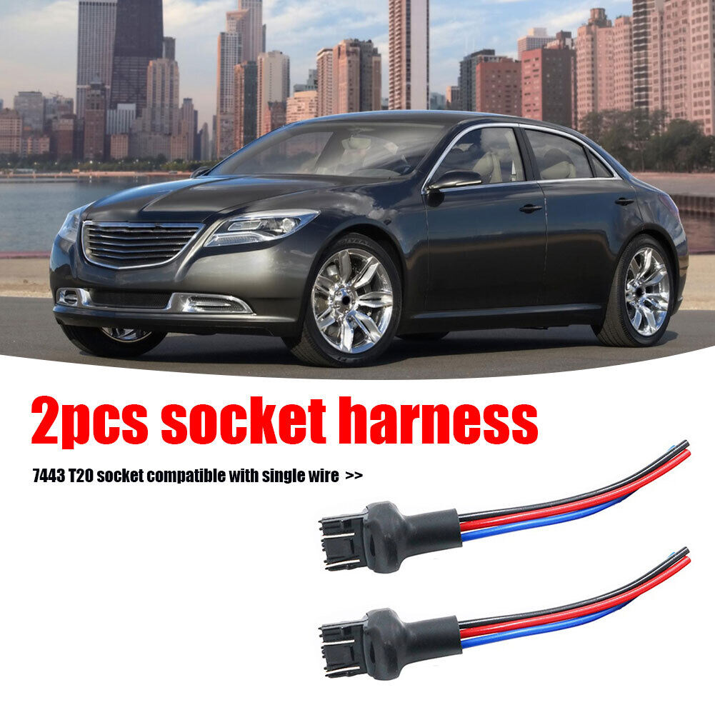 2pcs 7443 T20 Bulb Connector Male Adapter for Car Turn Signal Bulb Socket