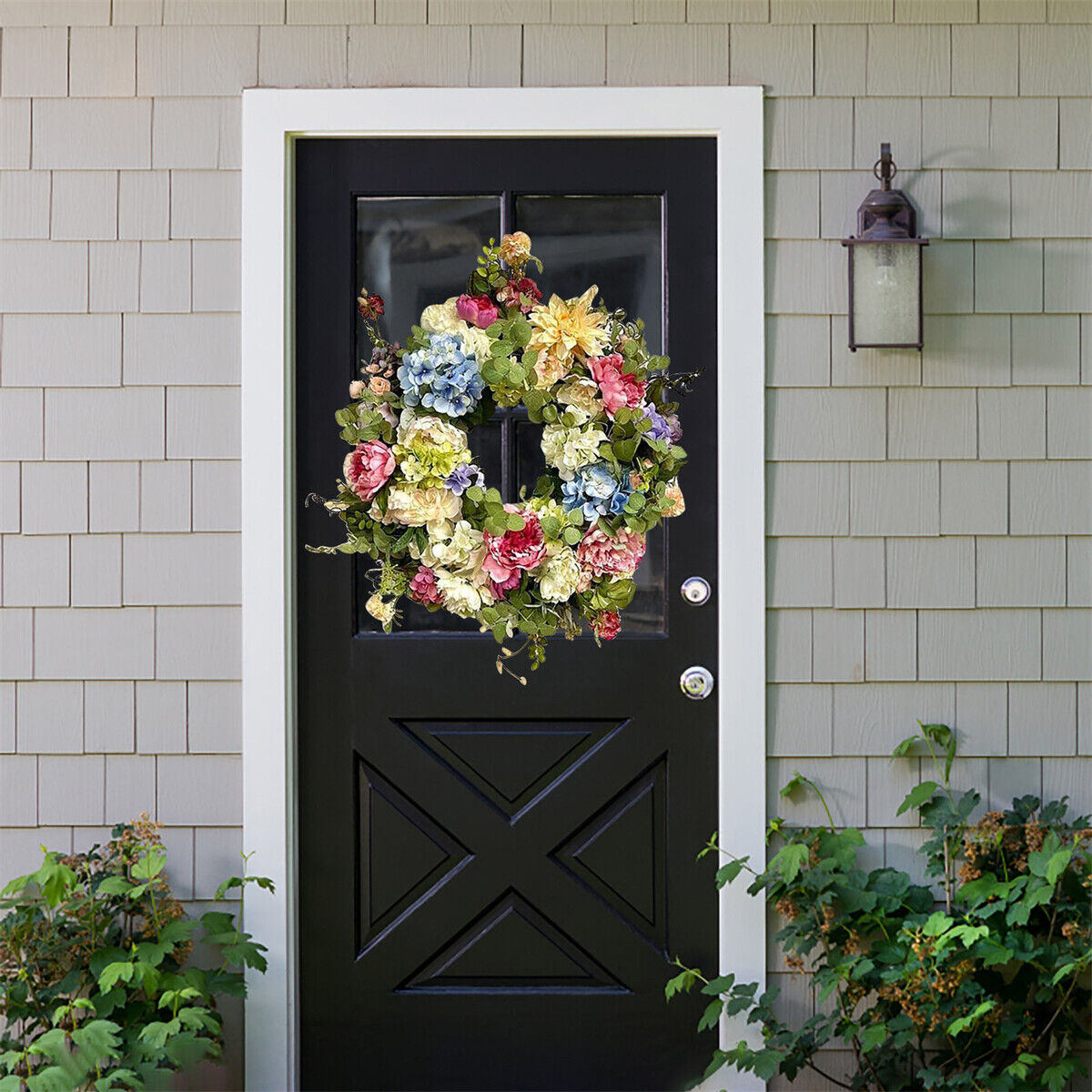 Rainbow Hydrangea Wreath Front Door Spring Rainbow Flowers Garland Home Decor