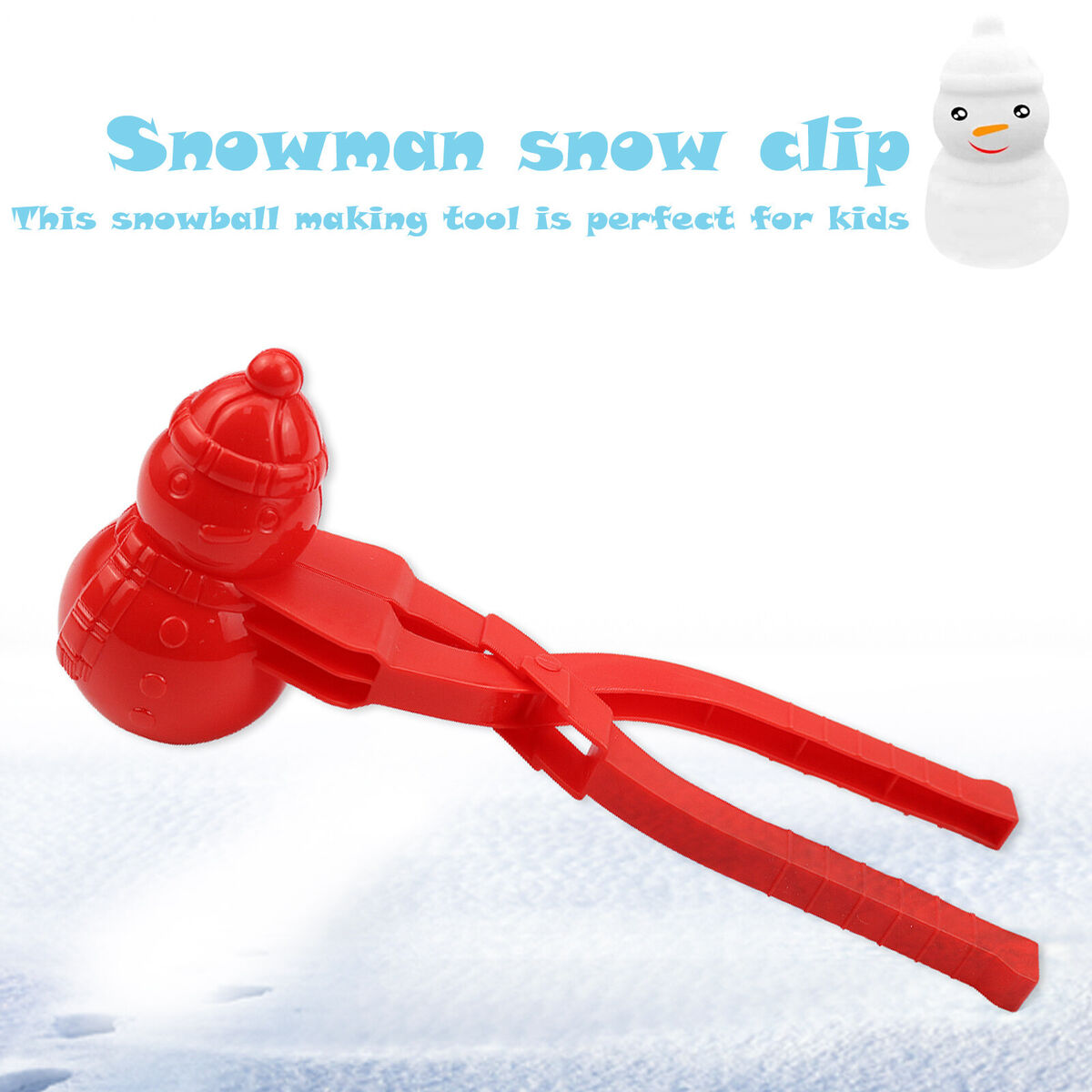 Snowball Maker Tool Snowman Shape DIY Snow Ball Tongs with Handle (Red)