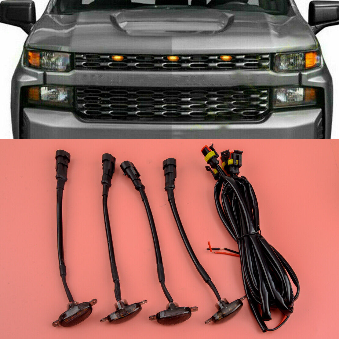 4Pcs Car Front Grille LED Light Fit For Ford Bronco Sport 2021-2023