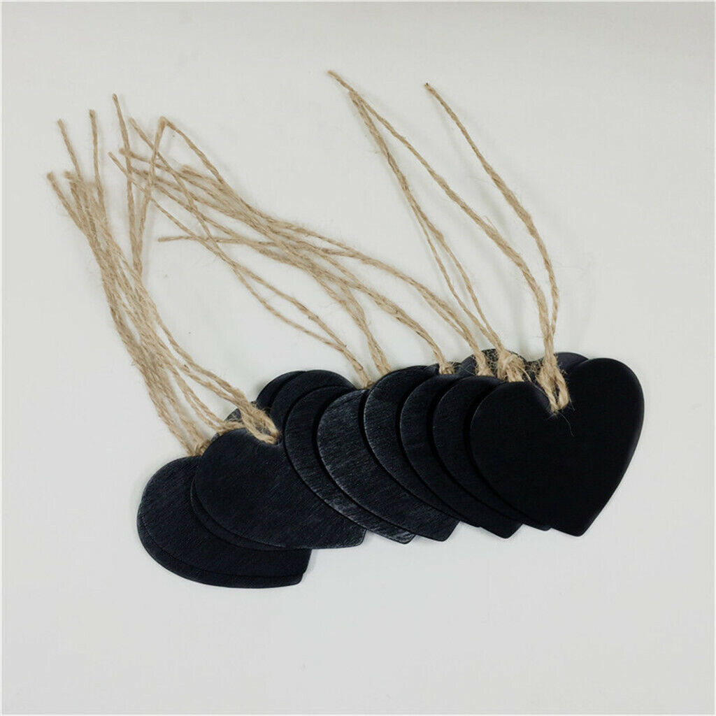 10 Pieces Wooden Heart Hanging Chalkboard  Message Blackboard Wedding