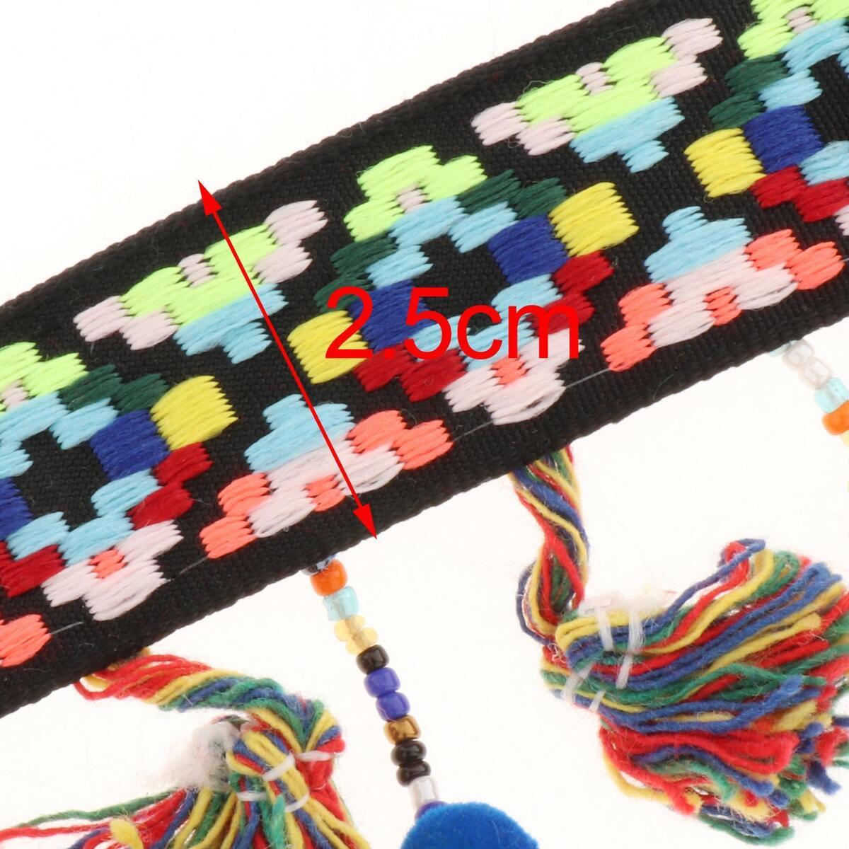 Colorful Tassel Embroidered  2.5cm Width for Sewing Craft Scarf Headwear