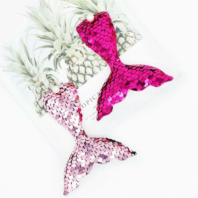 8 Color Fish Tails Hair Clips Reversible Sequins Beauty Fish Hairpins Baby Girls