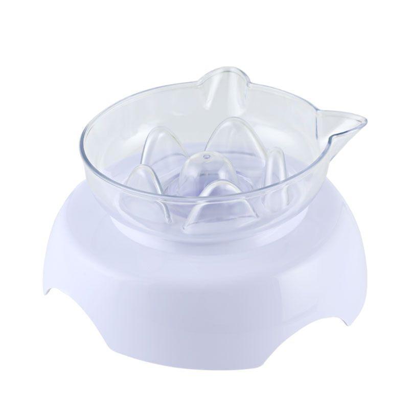 Pet Cat Food Water Bowl Dog Raised 15 Degree Tilt Neck Guard Stand Slow Feeder