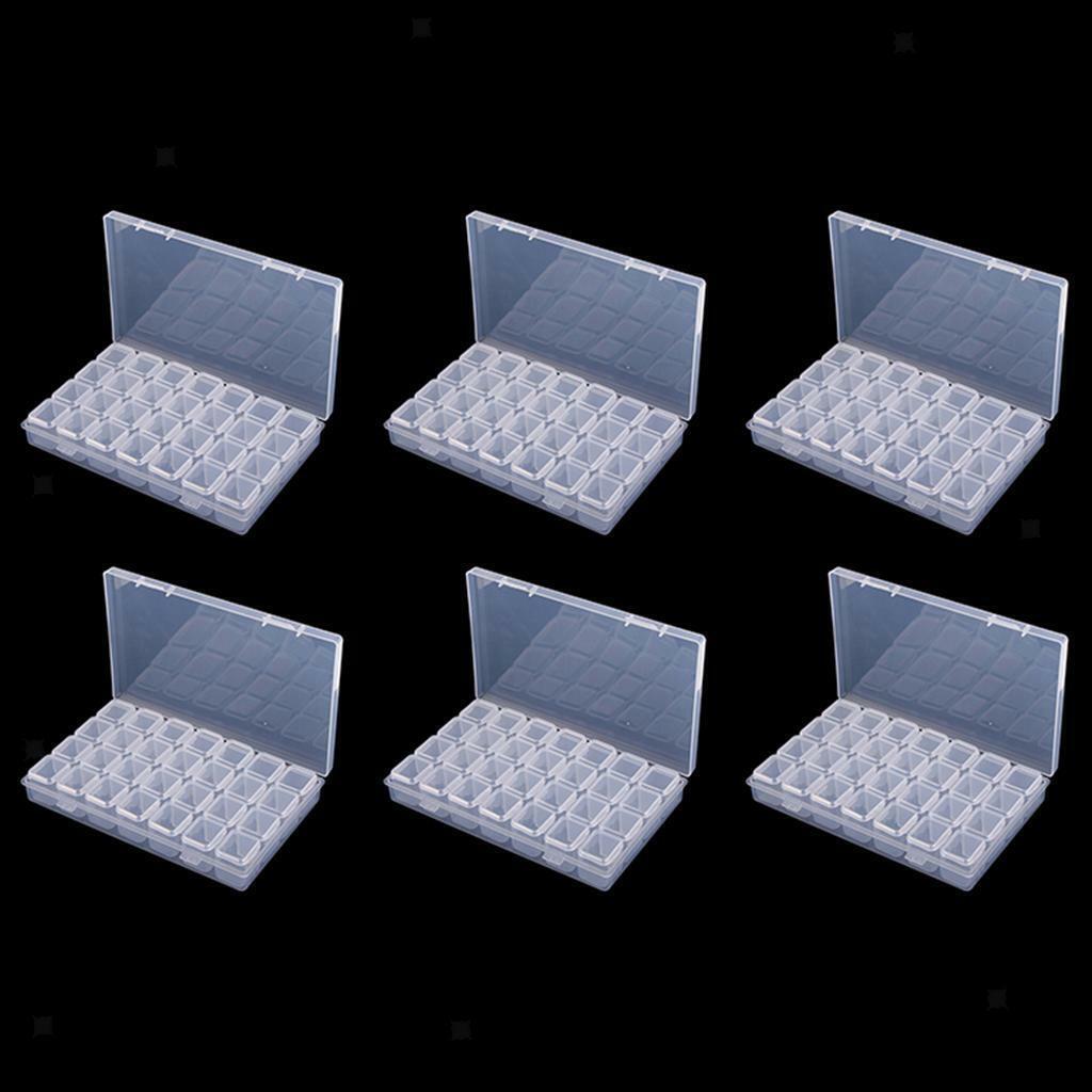 6Pcs 28 Slots Detachable Clear Plastic   Jewelry Organizer