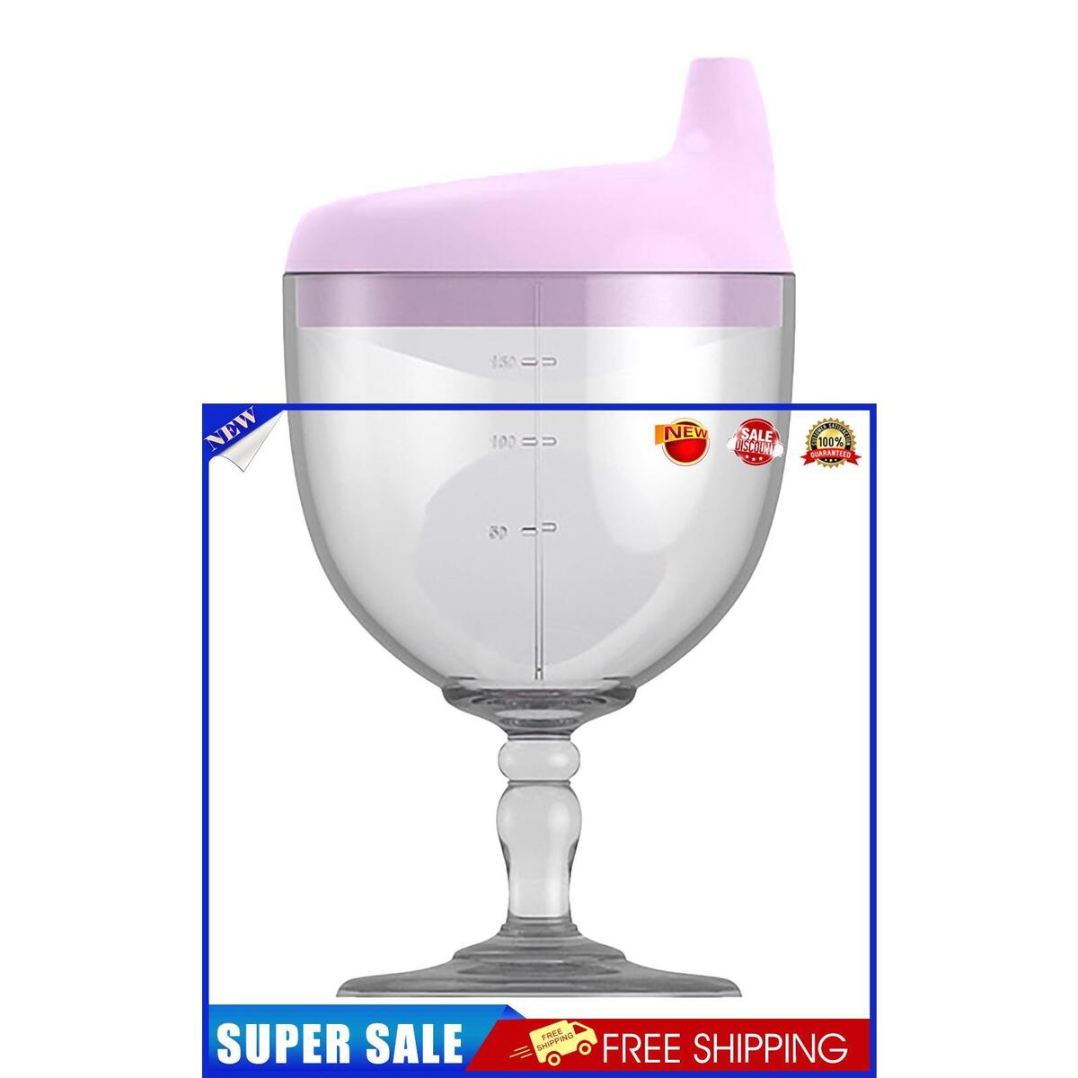 Baby Goblet No Spill Baby Sippy Cup Wine Glass for Baby Kid Party (Purple)
