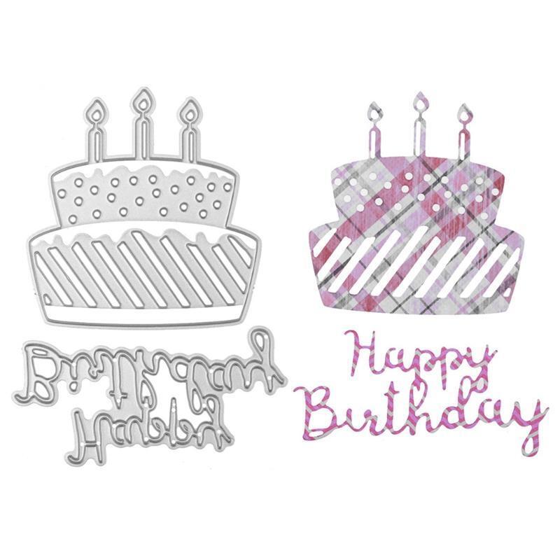 Happy Birthday Cake Metal Cutting Dies Stencil DIY Scrapbooking Album Paper Card
