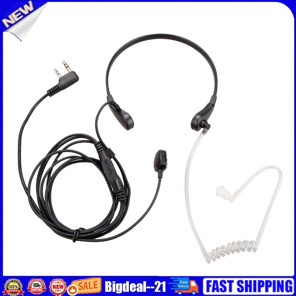 2Pin PTT Throat Mic Covert Acoustic Tube Earpiece Headset for Baofeng UV-5R