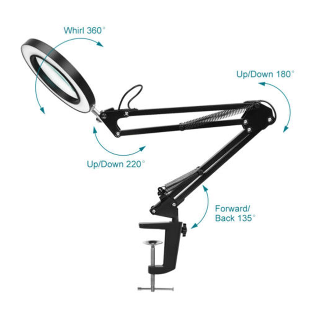 Hot Reading Lamp Black LED Lamp Magnifying Glass Magnifier Desk Light 10X