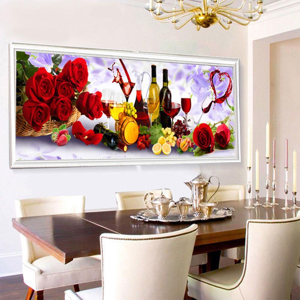 Rose Wine 5D DIY Diamond Painting Kit Cross Stitch Home Decor Craft Gifts