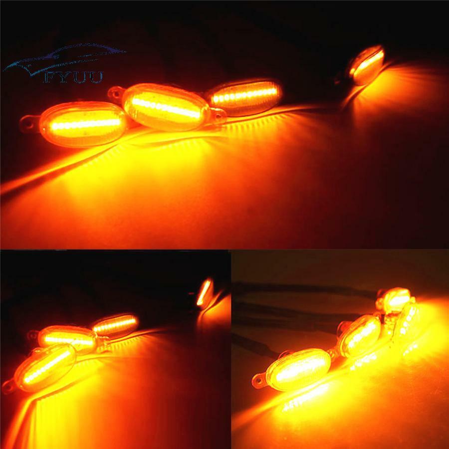3 Pcs For Ford F150 250 350 Raptor Front Grille Smoked Lens Amber 12 LED Lights