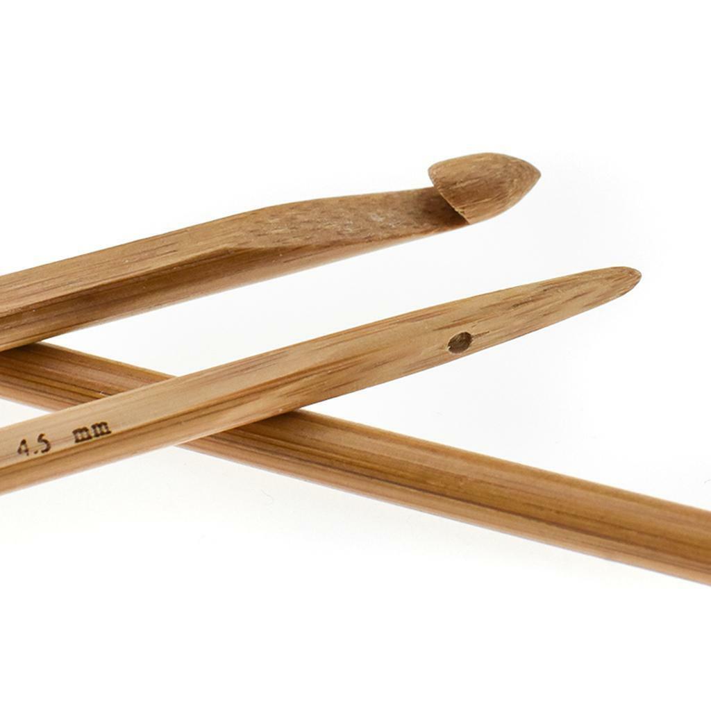 7 Pieces Wooden Knitter's Long Crochet Hooks Set Needles for Sewing 4mm-7mm