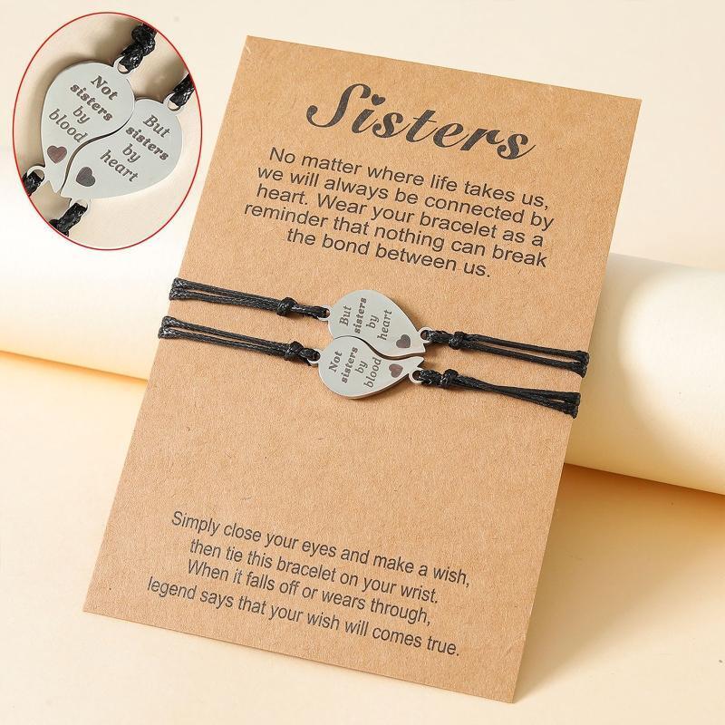 1 Pair Best Friends Matching  Heart Bracelets Set Sisters Twins Stainless Steel