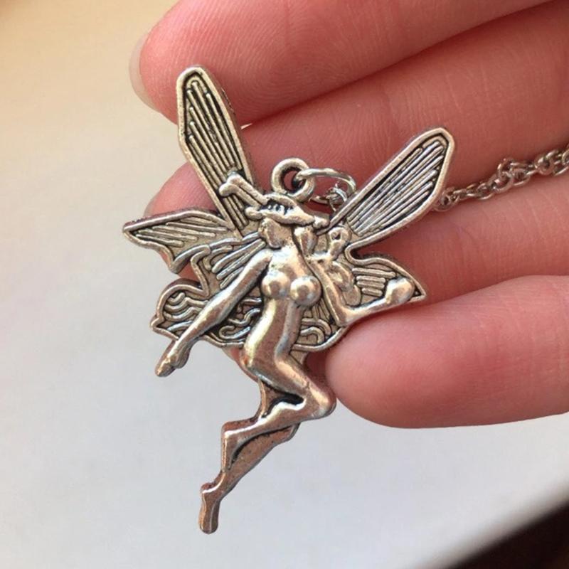 Punk Gothic Statement Angel Fairy Wings Pendant Necklace Earrings Ring Women