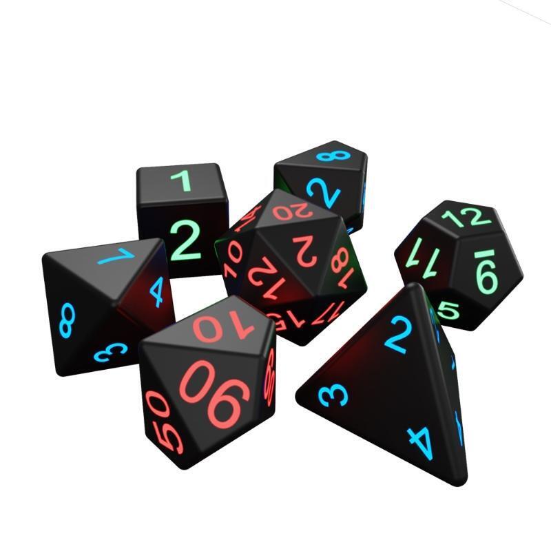 7pcs/set Electronic Dice LED D4-D20 Glow LED Cubes Game Board Table Games