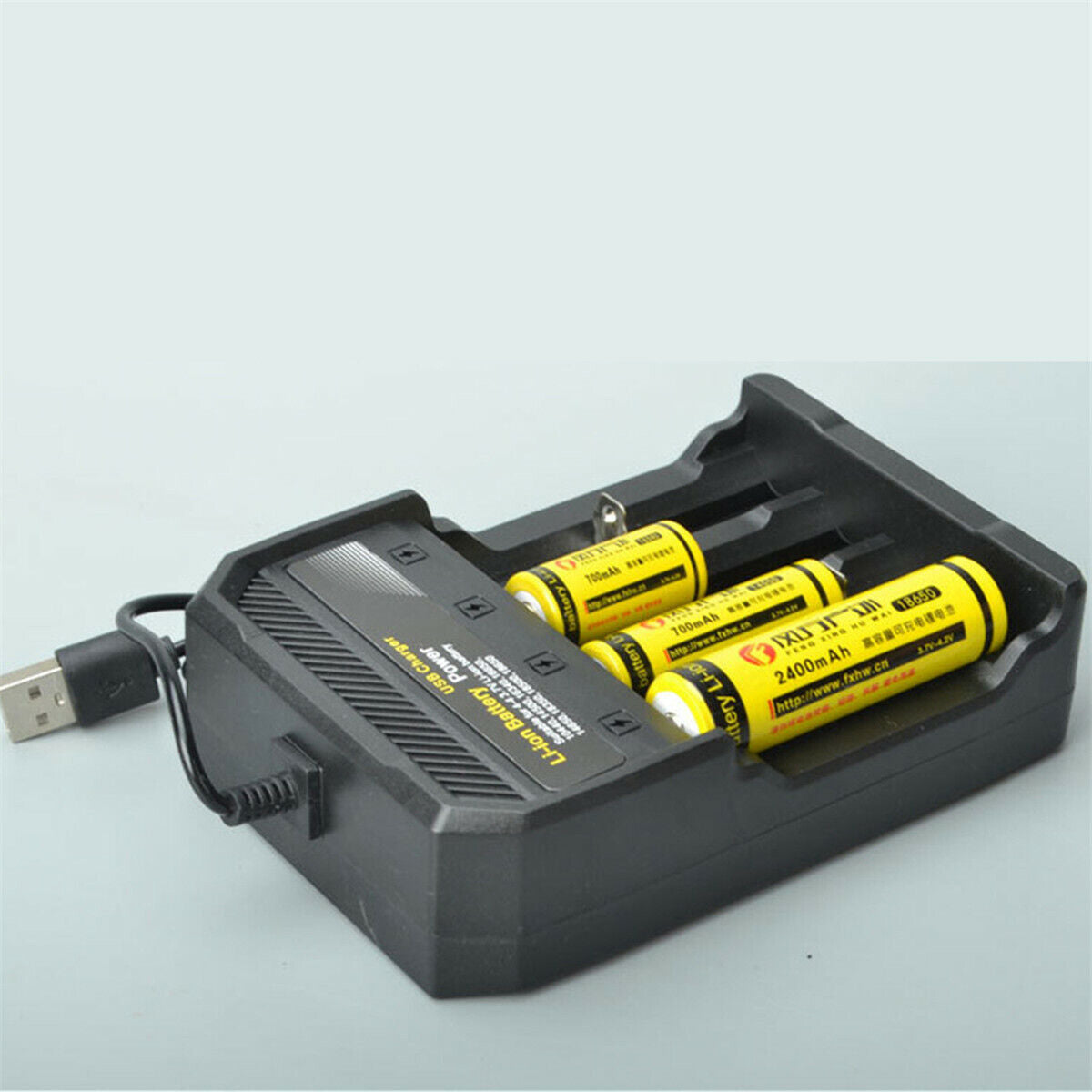 USB 4 Slots 4.2V Universal Rechargeable 18650 Li-ion Battery Smart Charger