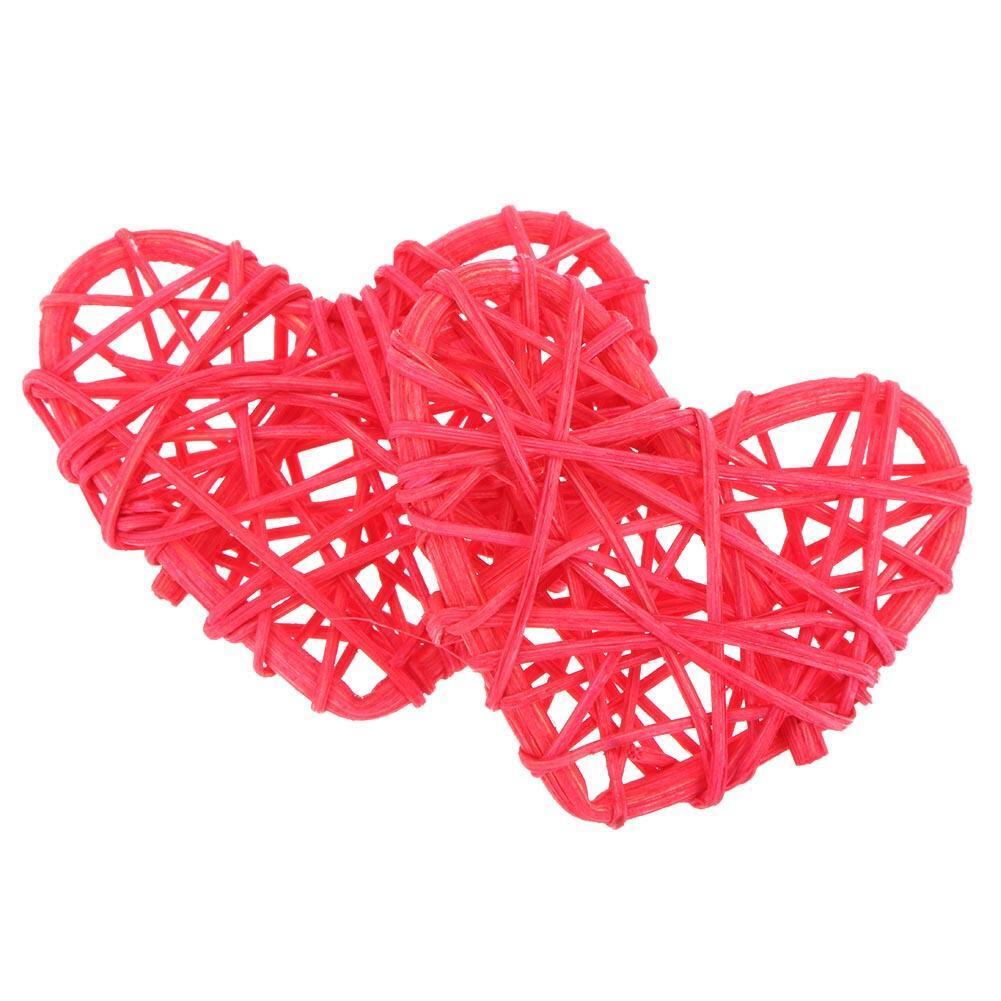 5pcs Heart Rattan Ball DIY Ornament Birthday Wedding Party Decor Gift(Red)