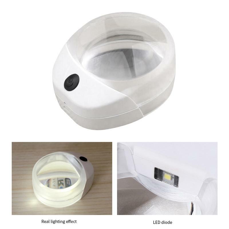 USB Charging Pocket Loupe for Reading Desktop Mini Magnifier 10X LED Light Gift