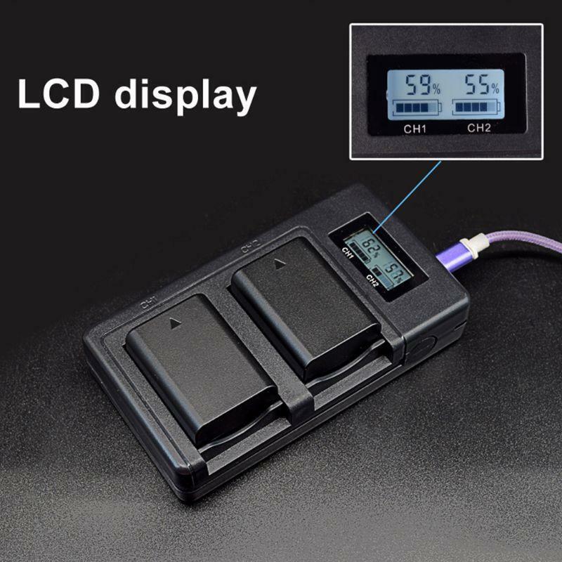 NP-FW50 Camera Battery Charger LCD Display Dual USB Charger for Sony A6000 A6500