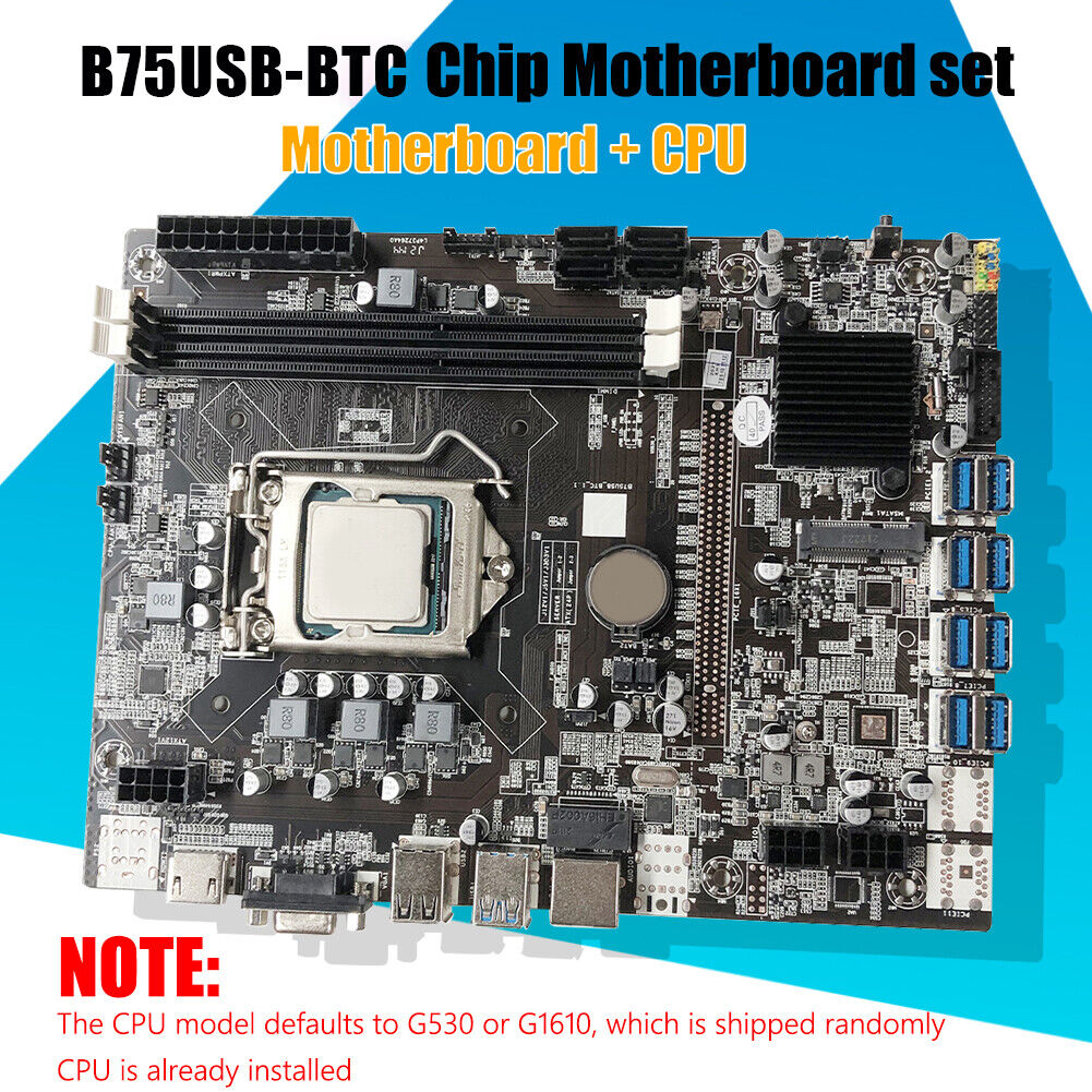 B75USB-BTC B75 Chip Mining Motherboard 8xUSB3.0 to PCI-E with LGA 1155 CPU