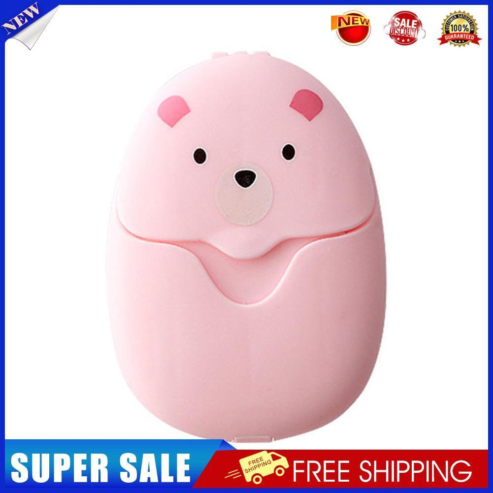 50pcs Disposable Boxed Paper Soap Portable Hand Washing Soap Slice (Pink)