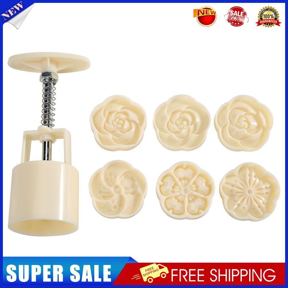 Mooncake Mold Cake Flowers Print Hand Press Mid-autumn Festival Baking Tool