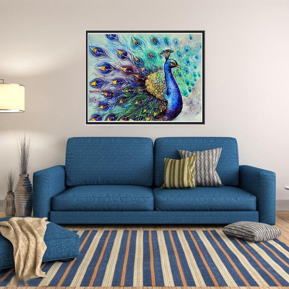 Peacock Flaunting Its Tail 5D Diamond DIY Painting Craft Kit Home Decor