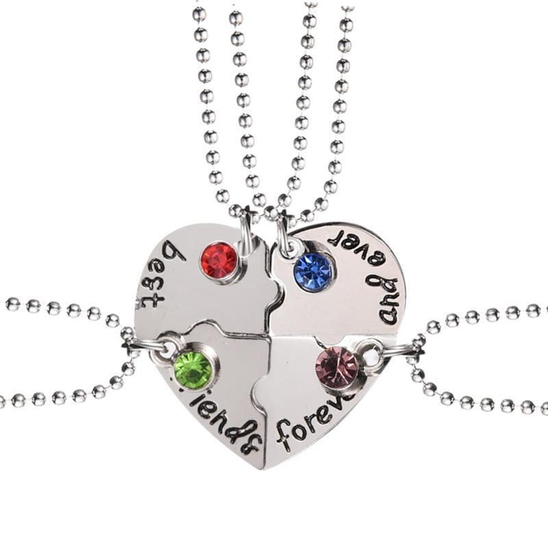 Stitching Necklace Charm Friendship Sisters Rhinestones Necklace Fashion Gift
