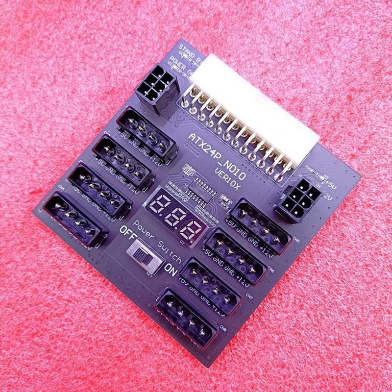PCI-E 5V/12V 24Pin to ATX 8x 4Pin+ 2x 6Pin Power Supply Breakout Server Adapter