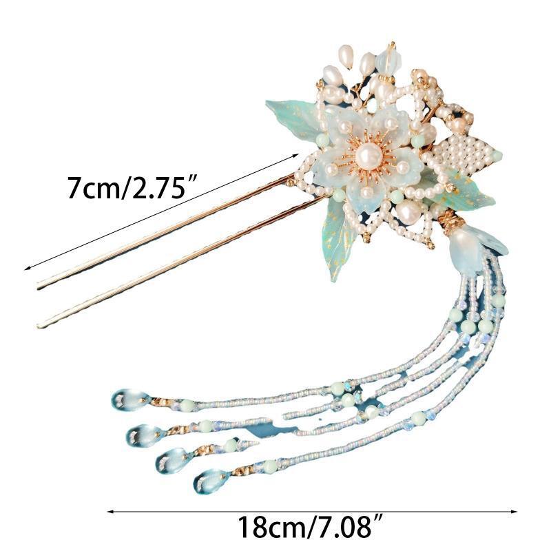 Green Hair Forks Barrettes Hanfu Hairwear for Women Girl Decorative Jewelry