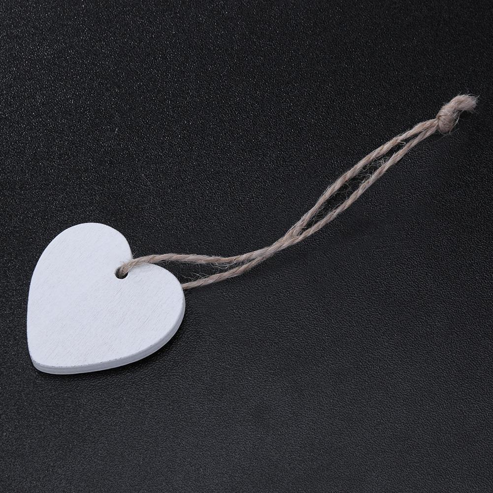 10pcs Mini Heart Wooden Pendants Ornaments Wood Craft Party Decor(White)