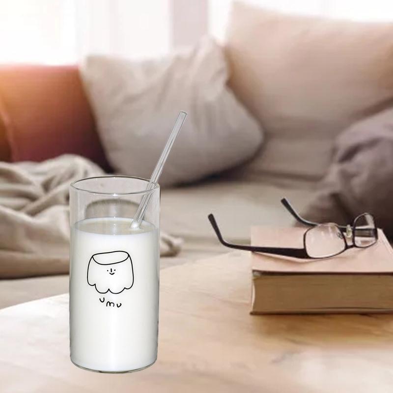 Coffee Mug Wine Glass Material Drink Cups Transparent Glass Drinkware with Straw
