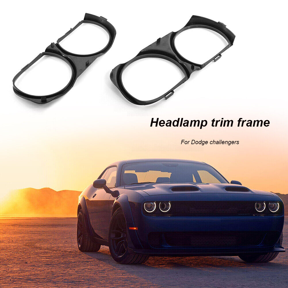 2pcs Front Headlight Lamp Bezel Trim Car Accessories for Dodge Challenger