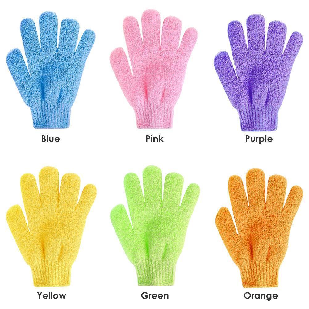 5 Fingers Bath Gloves Skin SPA Massage Kid Body Washing Bathroom (Purple)